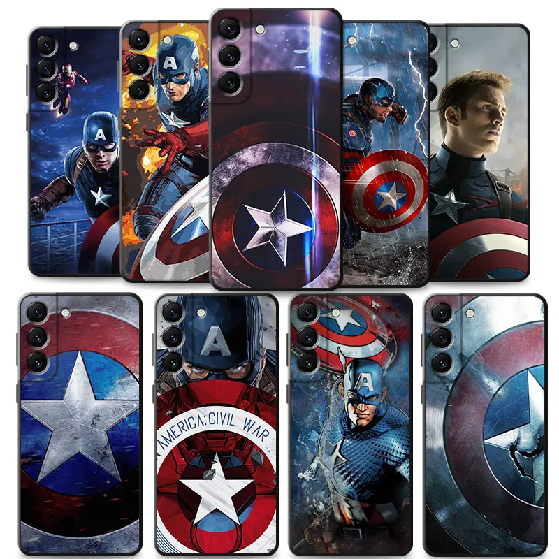 

Hero Captain America Marvel Case for Samsung Galaxy S20 FE S23 Ultra 5G S10e S7 S9 S10 S8 S22 S21 Plus Bumper Black Soft Cover