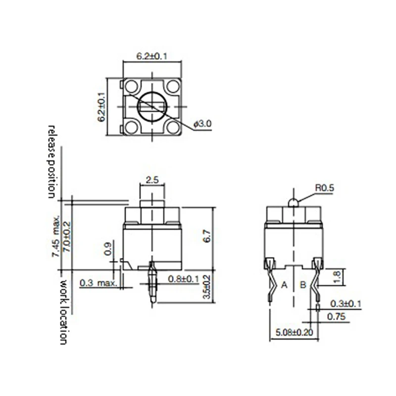 10 шт. квадратная кнопка микропереключателя мыши EVQP0E07K для Microsoft IE3.0 Roller IO1.1