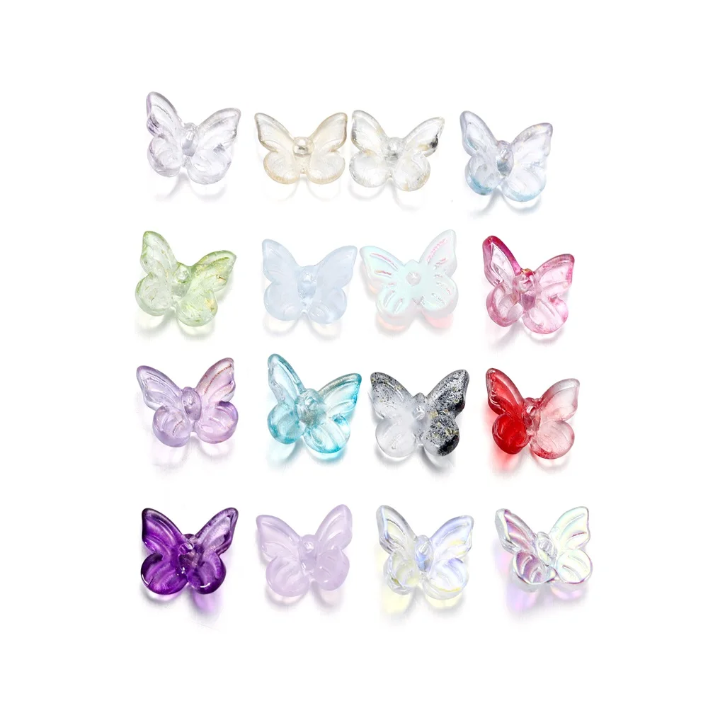 

10pcs/bag Mixcolour Butterfly Shape Glass Bead Seed Beads Loose Beads Bracelet For DIY Jewelry Making Finding Accessories