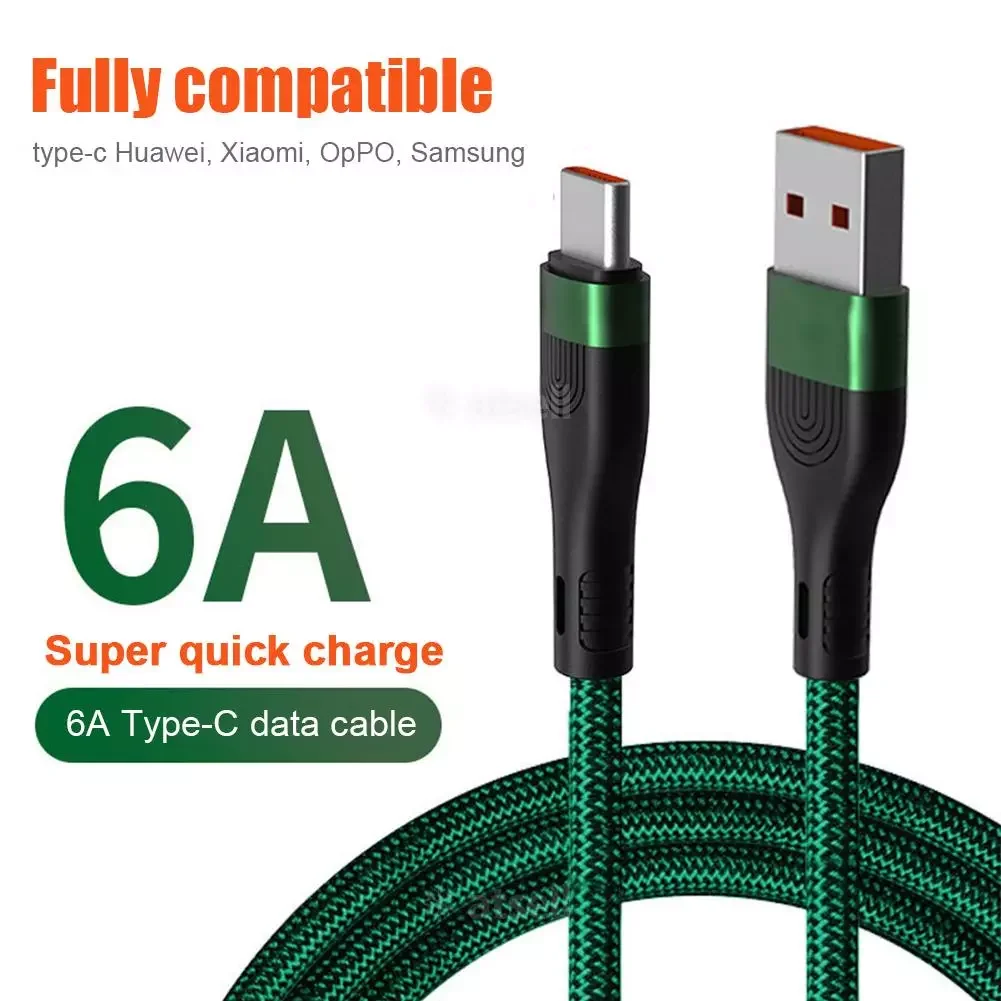 

Type-C Cable 6A Charger Turbo Fast Charging for Xiaomi Mi 11 10 Pro 5G 9 Poco M3 X3 NFC Redmi Note10 K30s Tipo C