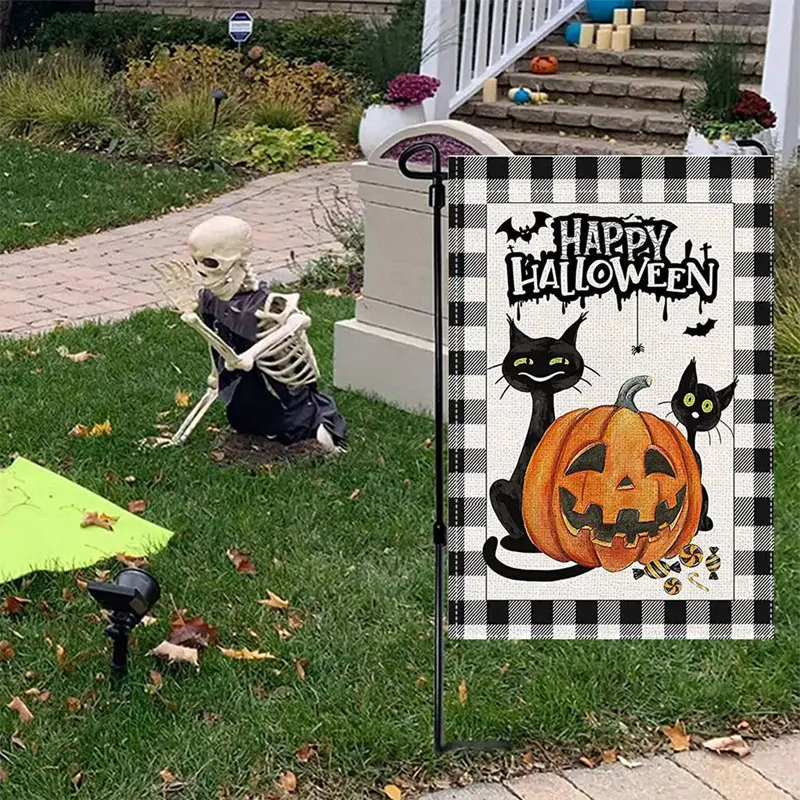 

45Cm Pumpkin Ghost Cat Halloween Garden Flag Decoration Outdoor Diy Halloween Party Supplies Home Decoration