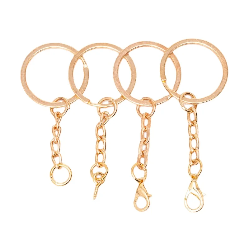 

50pcs Key Chain Key Ring Keychain Gold Color 25mm Long Round Split Keyrings DIY Jewelry Making 30mm