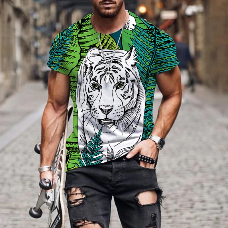 

Tropical jungle animals Autumn Pattern Men t-shirt 3D graphic t shirts summer Trend Personality Interesting Print T-shirt Tops