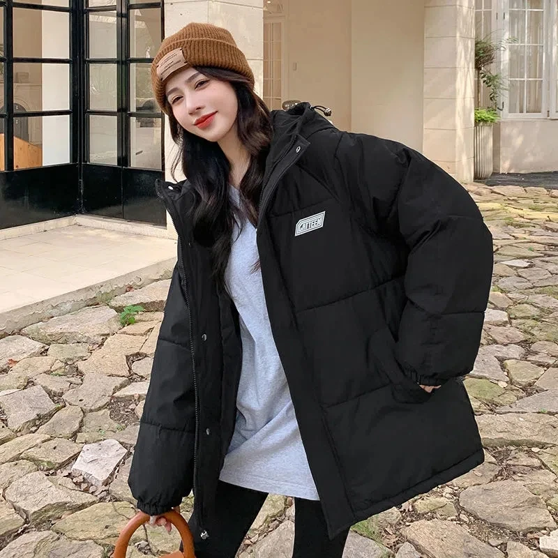 Parkas Women 2022 Winter New Fashion Loose Casual Student Bread Coat Female Clothing Long Hooded Warm Down Cotton Padded Jacket