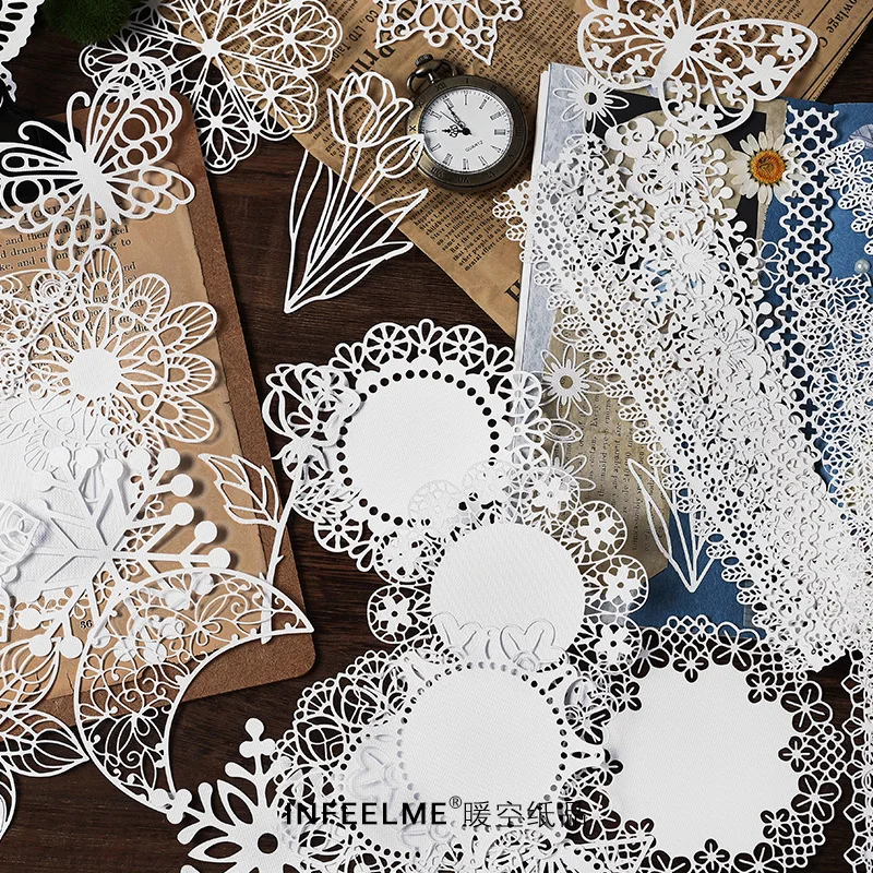 

Butterfly plants lace Material Paper Junk Journal Planner Craft Paper Scrapbooking Vintage Decorative DIY Craft Photo Albums