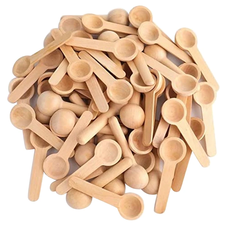 

100PCS Mini Wooden Spoon,Home Kitchen Cooking Spoon Small Bath Salt Spoon For Spice Jar Seasoning Condiment Honey Coffee