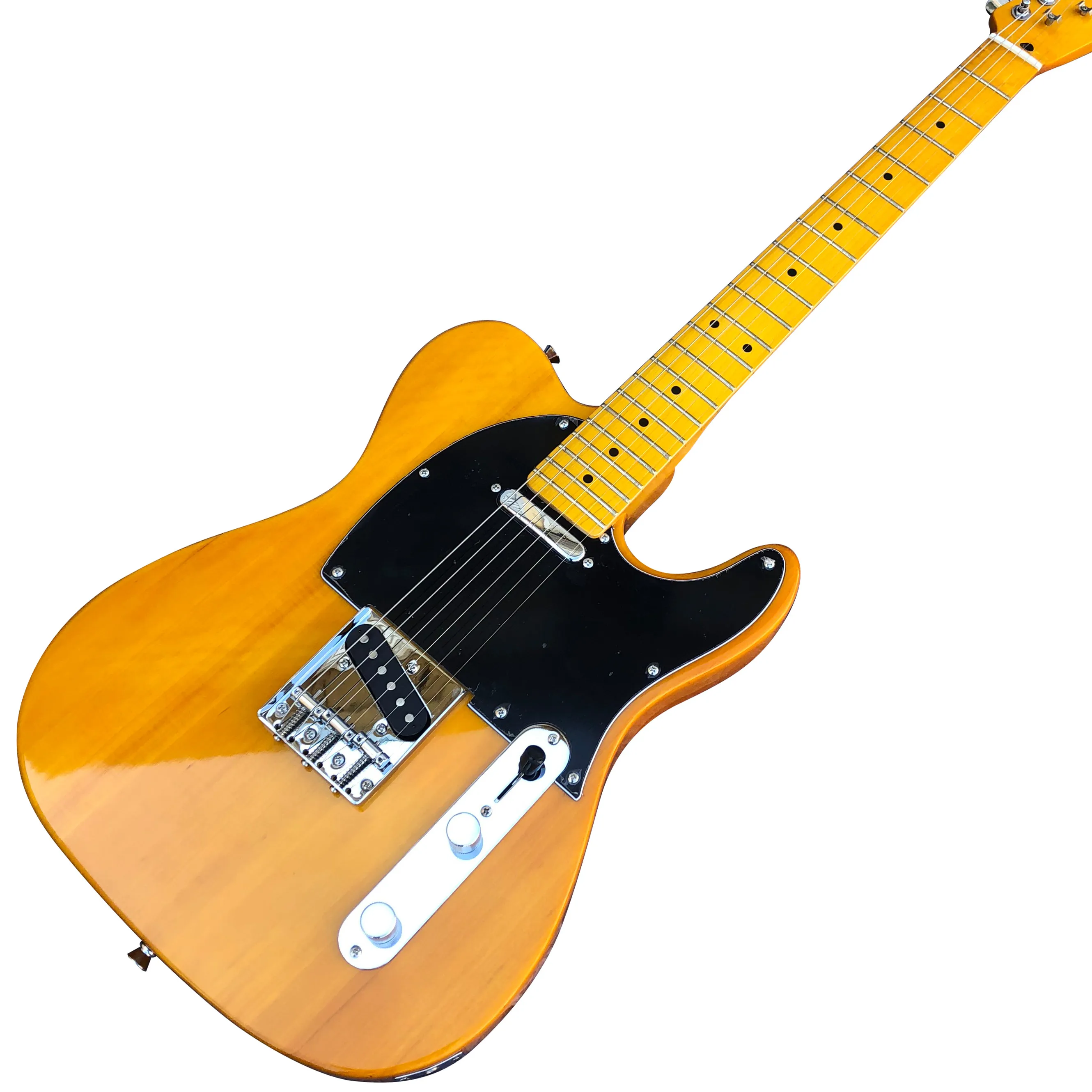 

High Quality Yellow Paint Electric Guitar,Custom Maple Neck TL Style Guitarra,Free Shipping