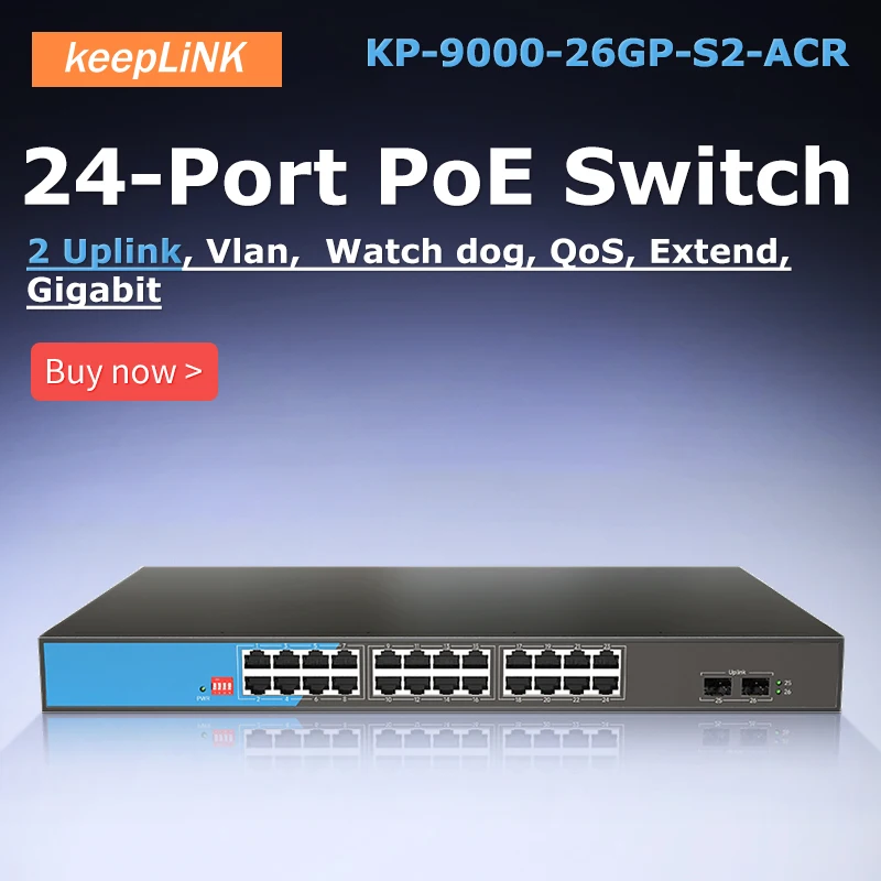 26-Port Gigabit Ethernet SOHO Unmanaged with 24-Ports PoE Switch