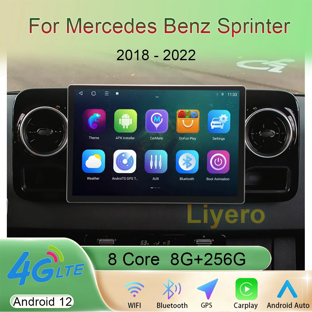 

Liyero 13.3 Inch Android 12 For Mercedes Benz Sprinter 2018-2022 Car Radio Stereo Multimedia Player GPS Navigation Carplay 4G