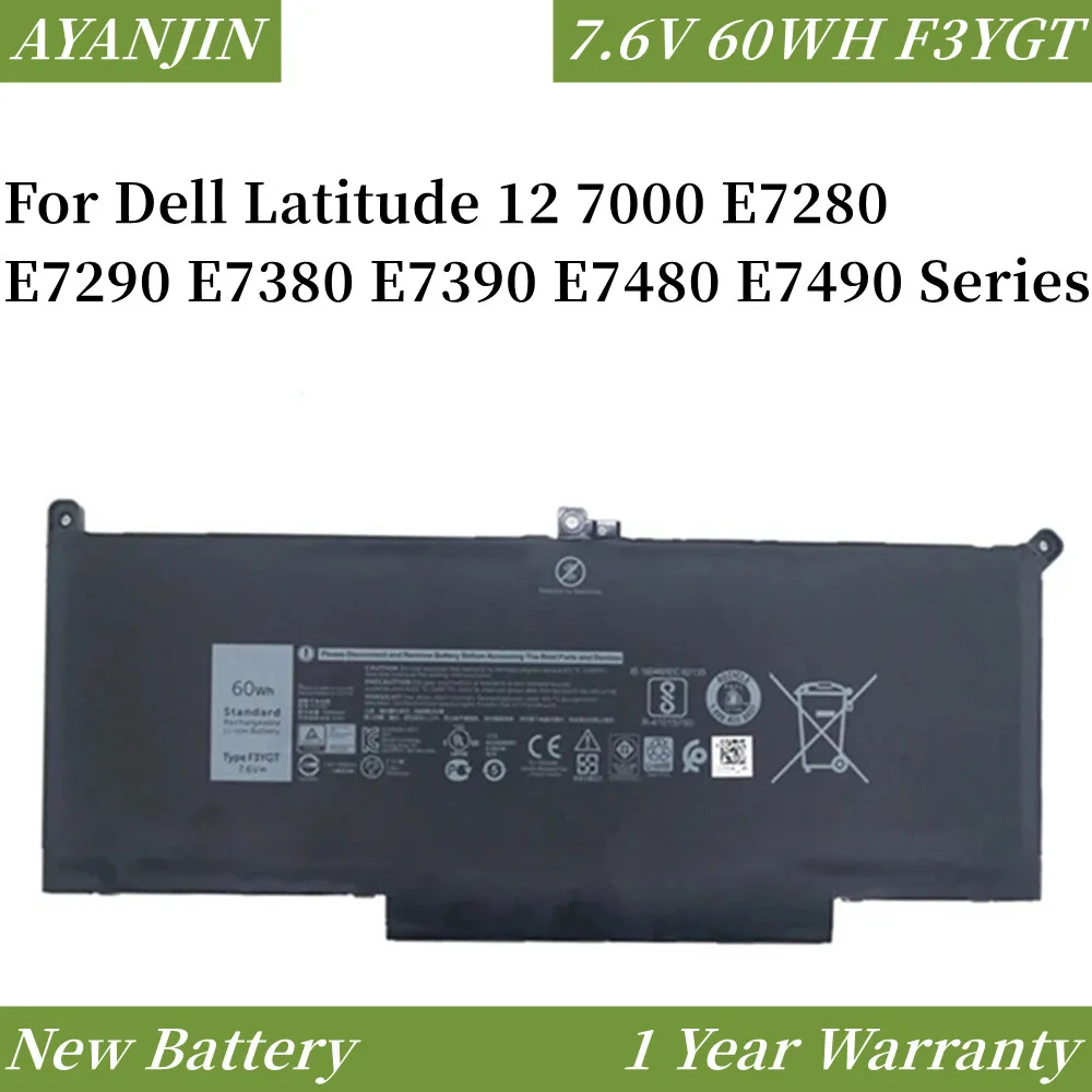 

F3YGT 2X39G 60WH Laptop Battery For Dell Latitude 12 13 14 7280 7290 7380 7390 7480 7490 E7280 E7290 E7380 E7390 DJ1J0