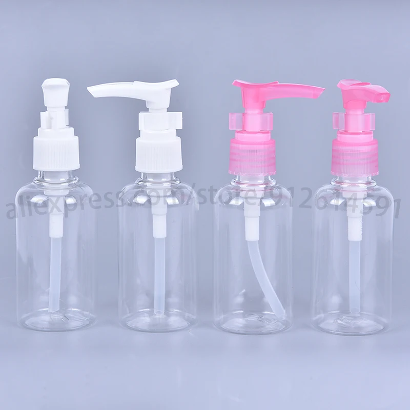 

5PCS 75ml Plastic PET White/pink Press Pump Spray Lotion Bottles Cosmetic Sample Containers Travel Liquid Cream Fill Vials