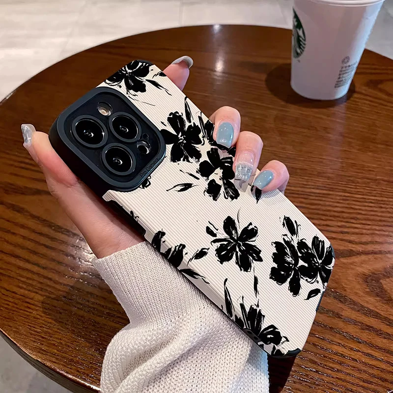 Чехол-накладка в стиле ретро с цветами для iPhone 15Pro 14Pro 12Pro 13Pro 11Pro 14Plus 15Plus 11 12 13 14 15 Pro