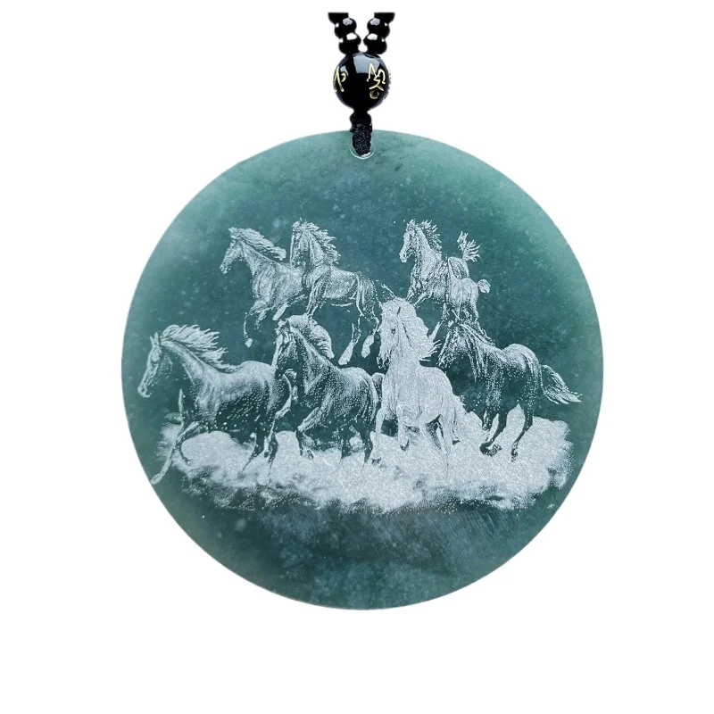 Восемь Джунма резьба по теню нефритовый кулон натуральный с изображением лошади