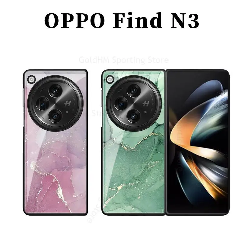 

Capa For Oppo Find N3 5G Gradient Marble Painted Glass Phone Case For OPPO Find N2 N3 N Fundas Hard Flip Shockproof Phone Cover