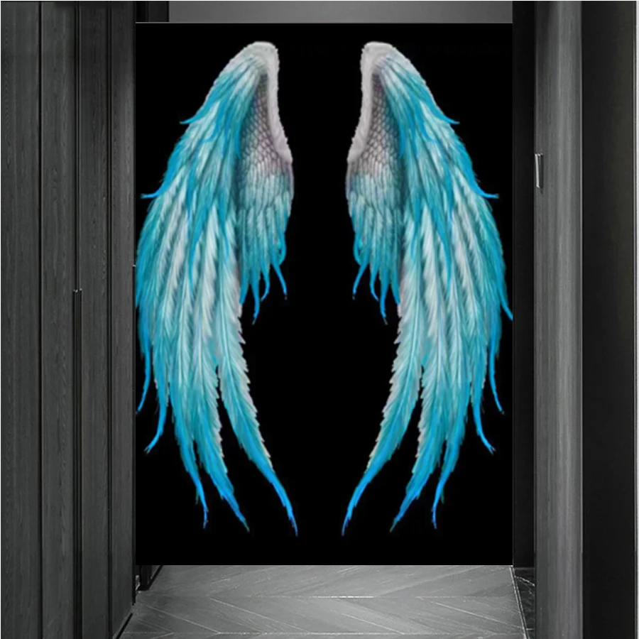 DIY Diamond Painting Blue Angel Wings Feathers 5D Full Square Diamond Mosaic Picture Decoration Home Personalized Gift Wholesale