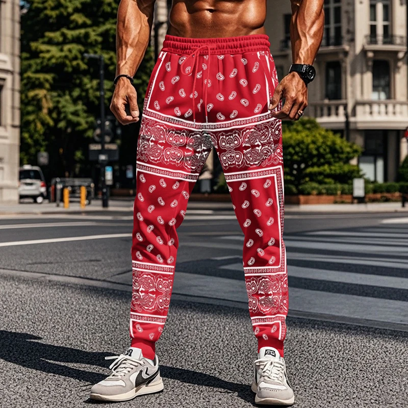 Мужские повседневные брюки спортивный корсет с кулиской и цветком кешью уличный