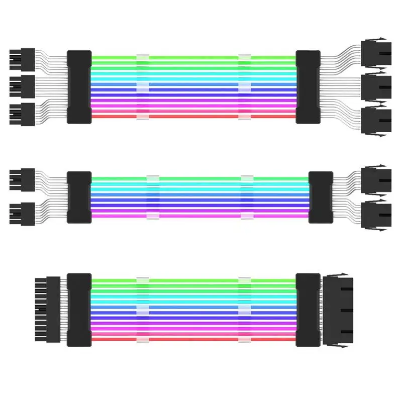 

RGB кабели питания, Модифицируемый удлинитель питания RGB, внутренние компоненты ПК для разъема материнской платы, высокомощный источник питания