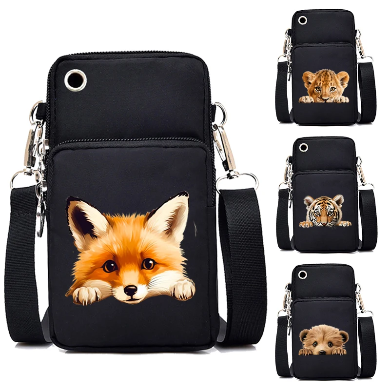 Женская мини-сумка с акварельными животными милая лиса льва панда мультяшная