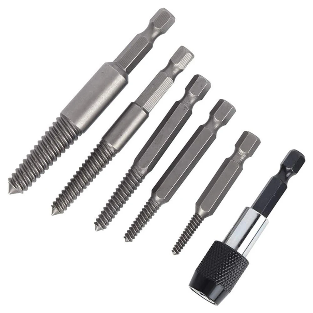 6 Pcs Screw Extractor Extension Holder W/Hex Shank Damaged Bolt Removal Drill Bit Guide Easy Out For Electrical Screwdriver Part