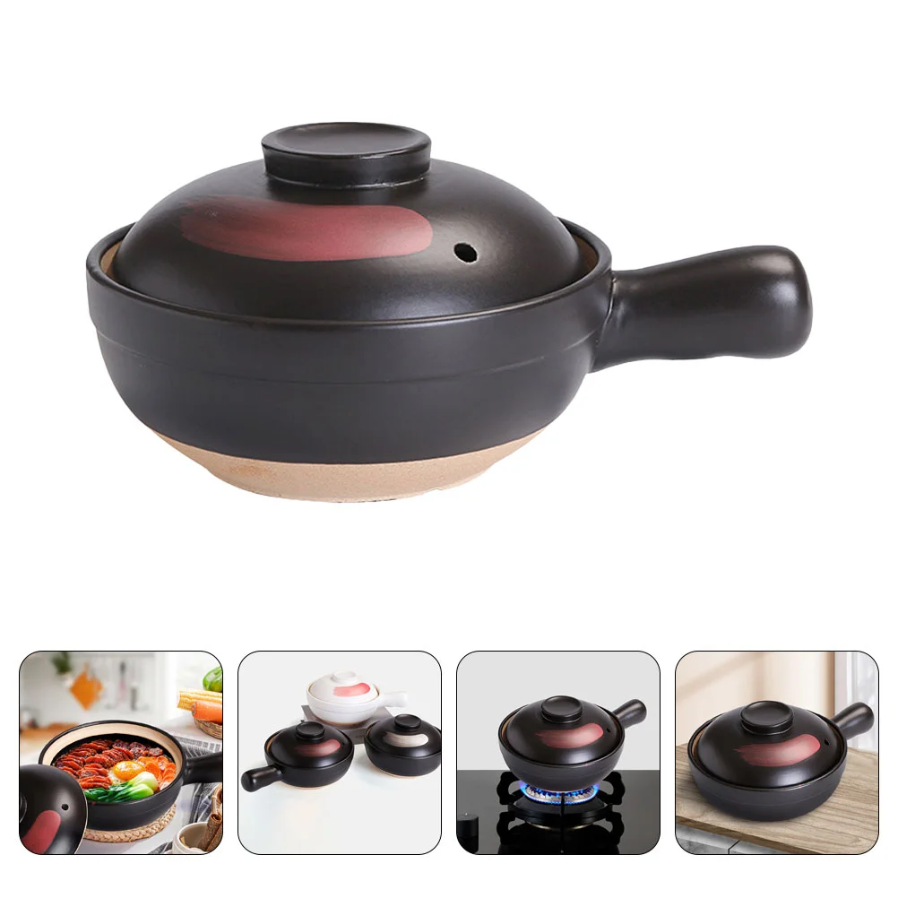 

Single Handle Terracotta Casserole Pottery Clay Stew Stoneware Ceramic Food Kitchenware Soup Bowl Cookware Home Stove Cooking