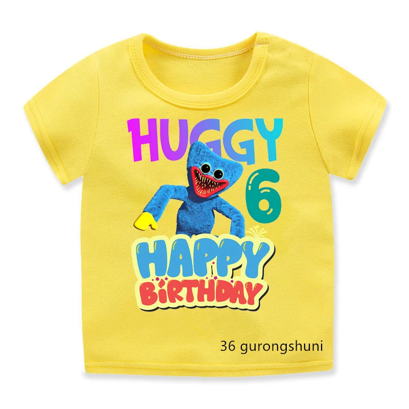 

Cute Huggy Wuggy Poppy Playtime T Shirt Present Birthday Gift 3-10 T-Shirt Print Kids Clothes Girl Boy Unisex Tshirt Yellow Top
