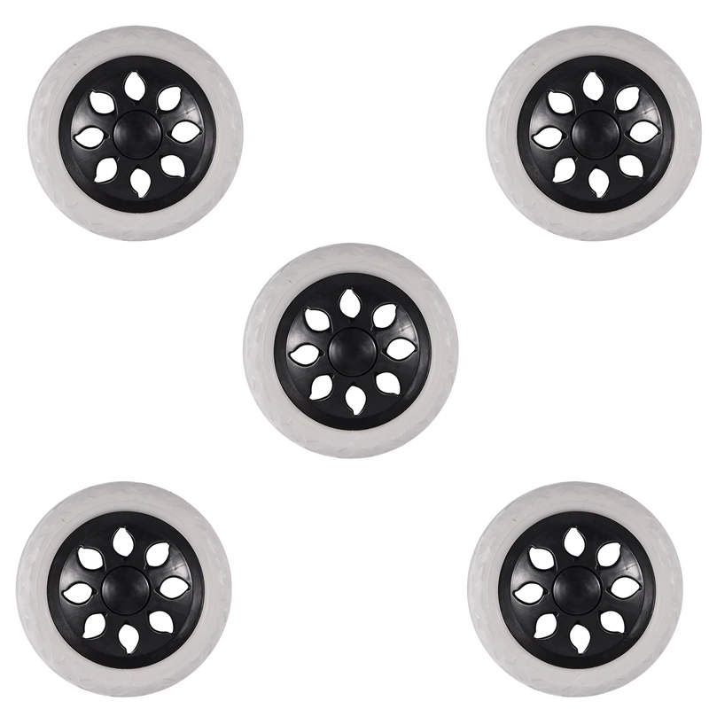 

5X Black White Plastic Core Foam Shopping Trolley Cartwheel Casters