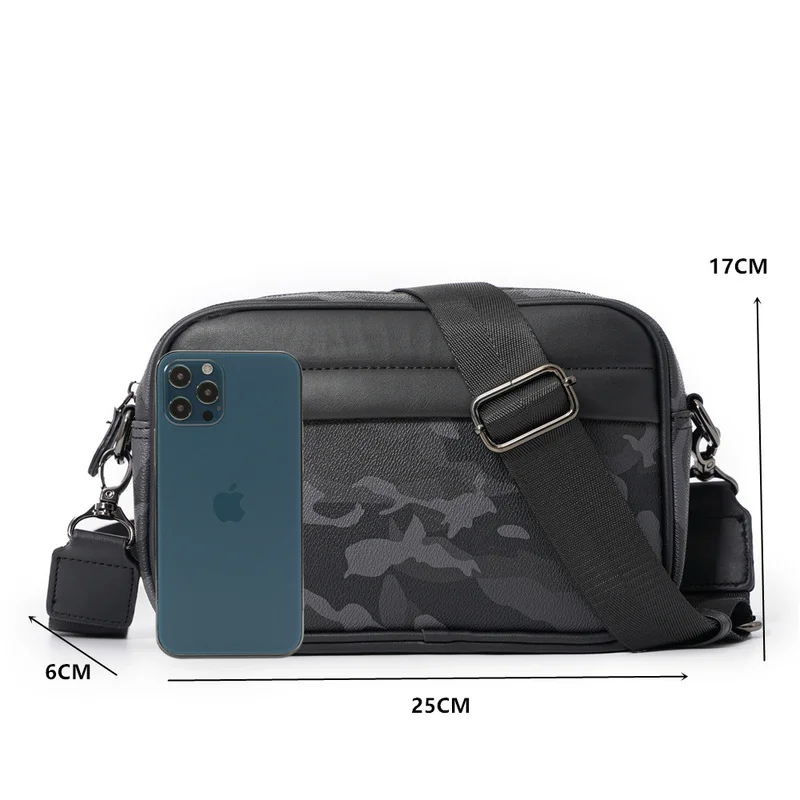 Casual Sport Small Square Bag fro Men Shoulder Crossbody Bag Small Messenger Bag Camouflage Leather Male Travel Handbag Clutches