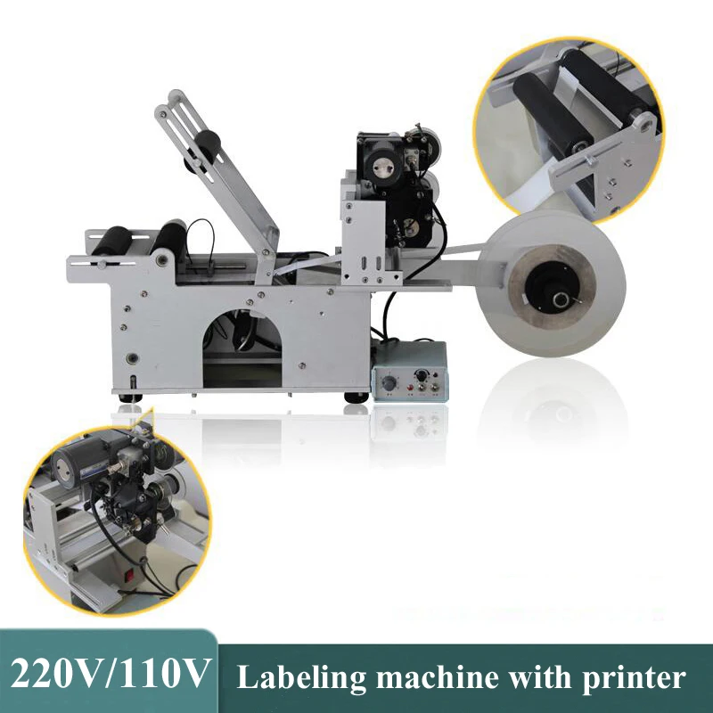 

Semi Automatic Labeling Machine Round Bottle Packaging Label Applicator Date Printer Adjustable Labeler