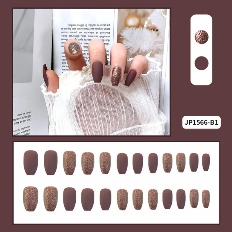 

24 шт., накладные ногти во французском стиле