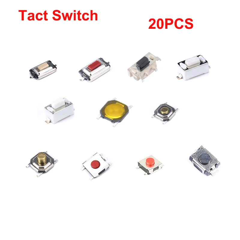 

20PCS Micro Switch Tact Switch Silicone Button 3*4*2mm 3x6x4.3mm 2Pin 6*6*3.1mm 5 Feet3x6x2.5mm 4*4*1.5mm SMD 4 Feet