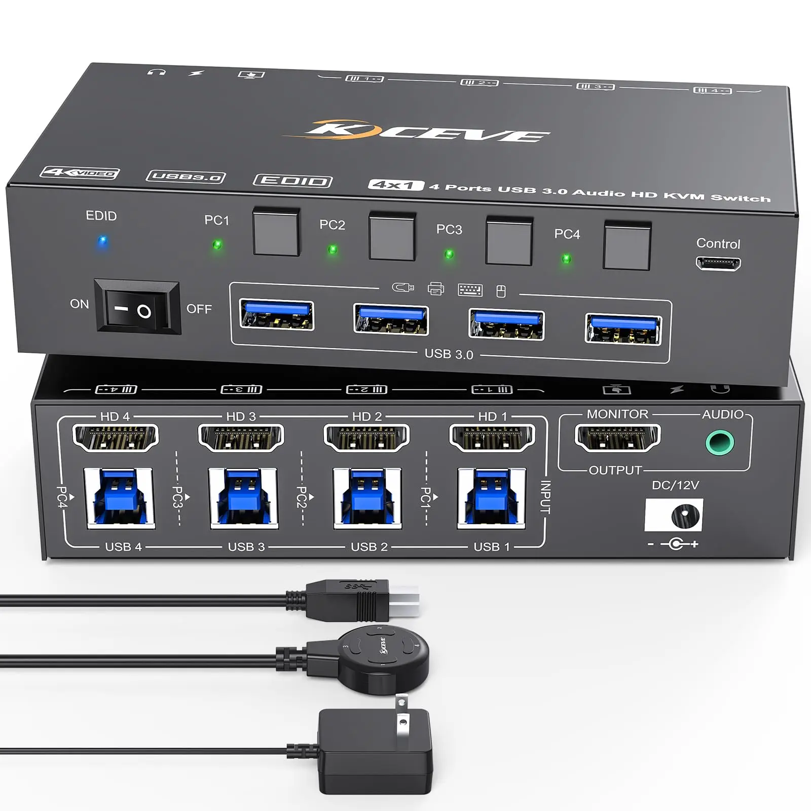 KVM-переключатель 4 компьютера 8K при 60 Гц 4K 144 имитация EDID KCEVE USB3.0 для ПК всего 1