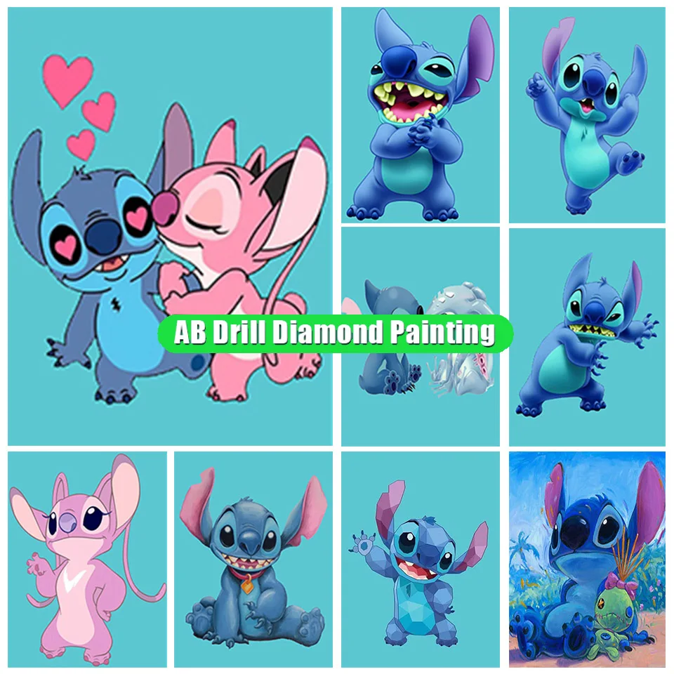 

Disney Full Diy 5D Ab Diamond Painting Cartoon Cross Stitch Lilo & Stitch Embroidery Pictures Anime Mosaic Kids Decor Gift Ll324