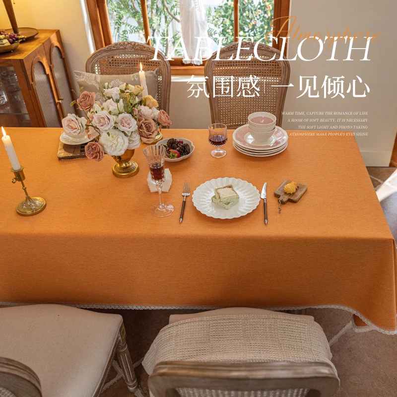

Rectangular dining table tablecloth imitation cotton linen fabric art