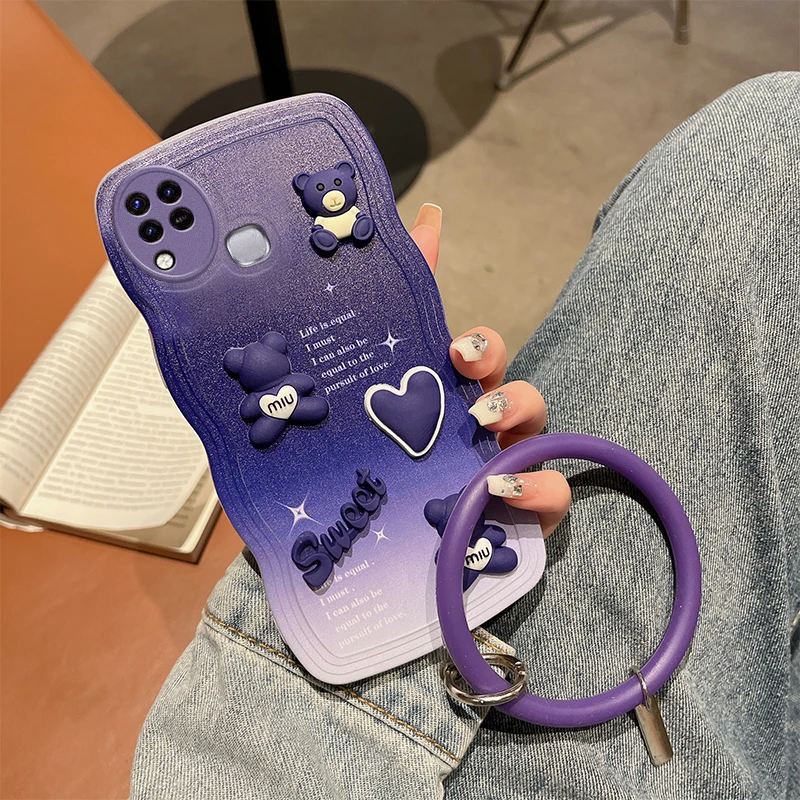 3D волнистый градиентный яркий медведь планшетофон для Infinix Hot 10s чехол телефона 10T