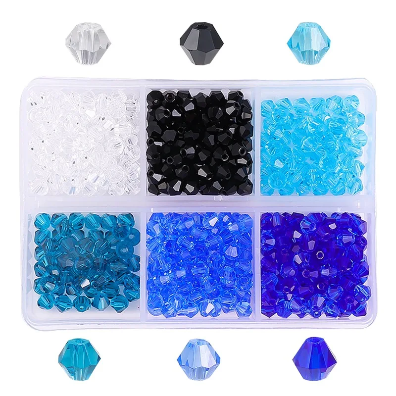

600Pcs/Lot Bicone Austria Crystal Beads Set Box For Bracelet Jewelry Making DIY Needlework Accessories 4MM Spacer Glass Bead Kit