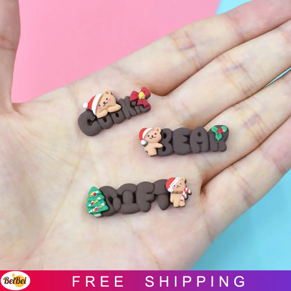 

100 шт. Рождественский кабошон с плоской задней стороной, медведь, буква, подарок, поделки, подходит для украшения телефона, аксессуары «сдела...
