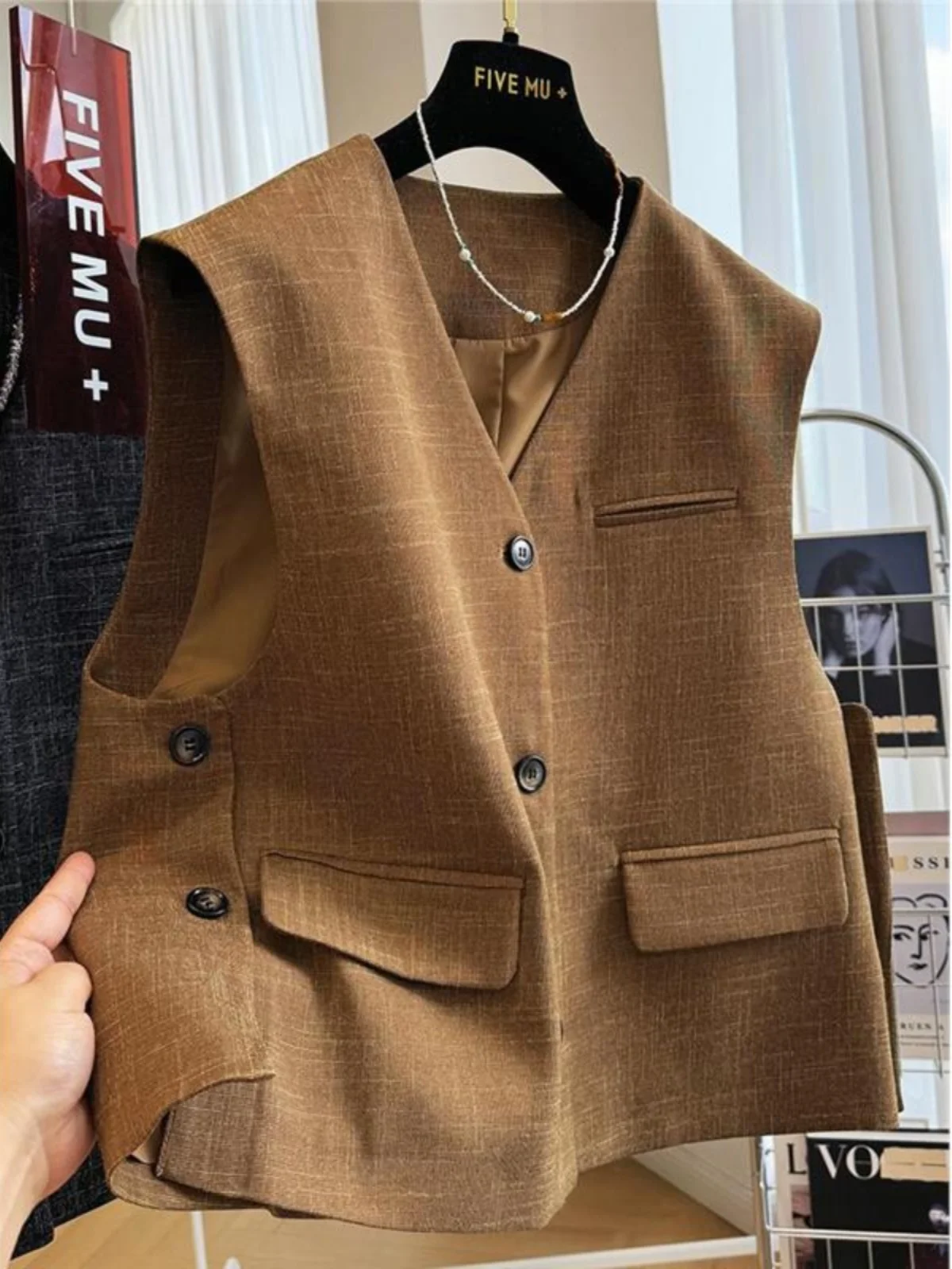 Shenzhen Nanyou Brand Clearance Leak-Picking Advanced V-neck Short Suit Vest Outerwear Women Autumn Sleeveless Top