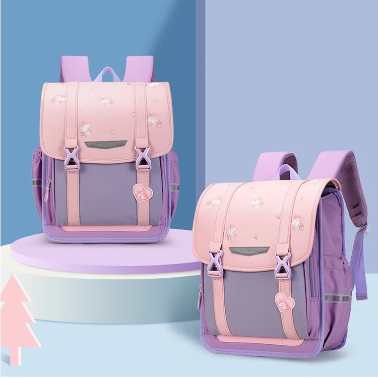 Grade 1-6 Children Primary School Students British Style Large Capacity Backpacks New Girls Boys Reflective Unicorn Schoolbags