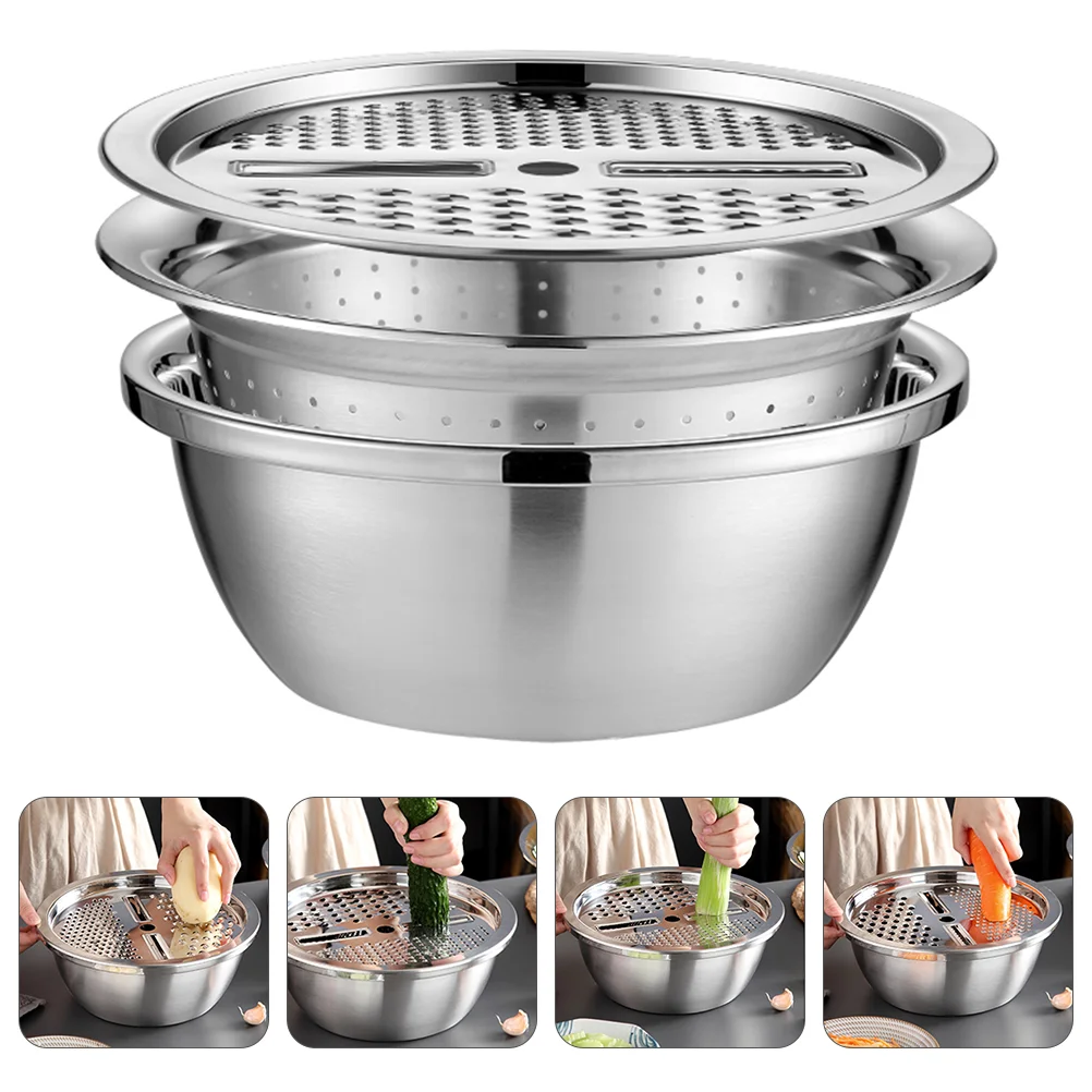 

Vegetable Bowl Grater Slicer Strainer Colander Fruit Kitchen Basket Rice Washing Drain Steel Stainless Basin Cheese Accessories