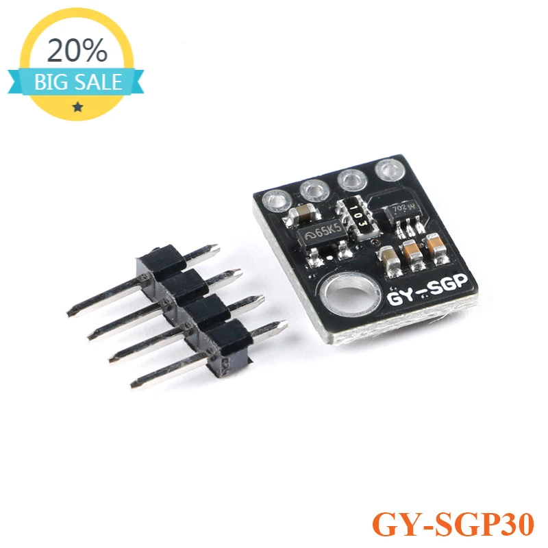 

SGP30 Gas Sensor Module Air Quality TVOC eCO2 Carbon Dioxide Measurement GY-SGP30 Formaldehyde Air Detector 3.3V 5V IIC