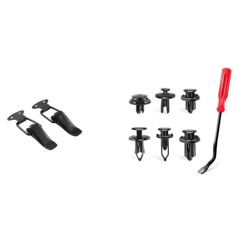 

2PCS Car Bumpers Trunk Fender Hatch Lids Release Fasteners Kit With 120PCS Car Plastic Rivets Retainer