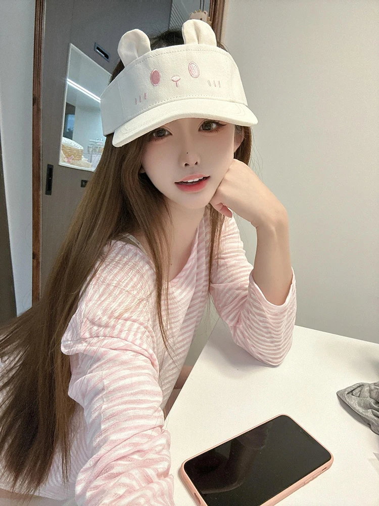 Plus Size Yljzz ~ Gentle Idle Sle Stripe Sloping Shoulder Long sleeve Sun Protection Cover up T-shirt Women Autumn Thin Casua...