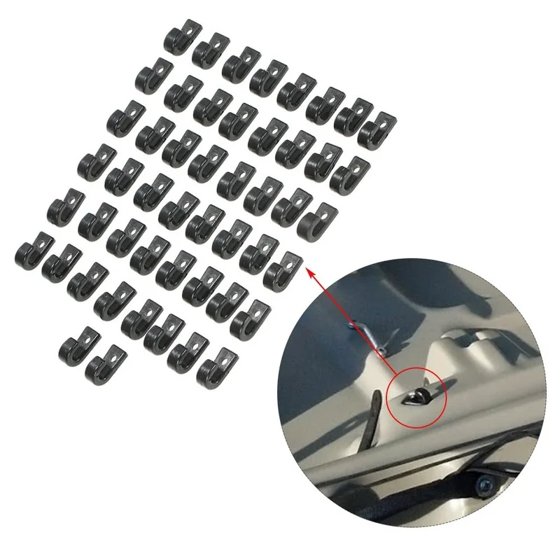 

50pcs Nylon Bungee Lashing Shock Cord J Hooks Tie Down Hook for Kayaks Canoes Boats