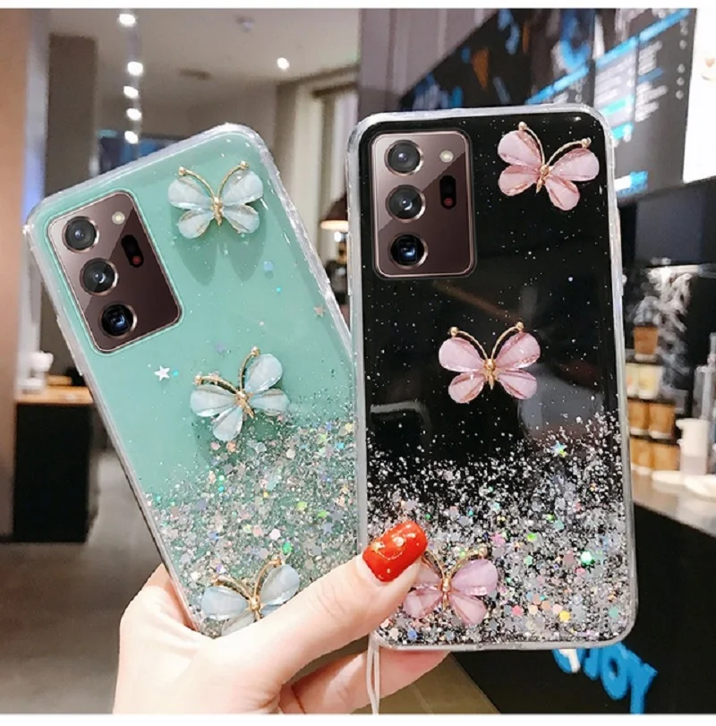 

3D Butterfly Glitter Case for Realme 10 8i C35 C33 C31 C30 C55 C21Y C21 9i 9 8 6 7 Pro Plus C11 C12 C25 C20 C25Y Silicone Cover