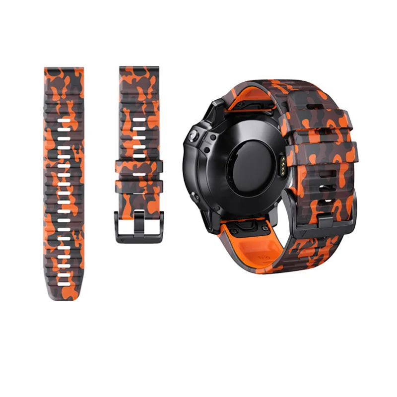 

22mm 26mm Camouflage Rubber Quick Fit Strap Belt For Garmin Fenix5 5X 6 6X 7 7X Bracelet Instinct1 2 Replacement Silicone Band