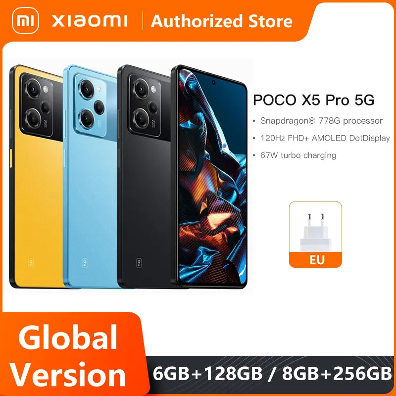 

POCO X5 Pro 5G Global Version Smartphone 128GB/256GB Snapdragon 778G 120Hz Flow AMOLED DotDisplay 108MP 67W NFC