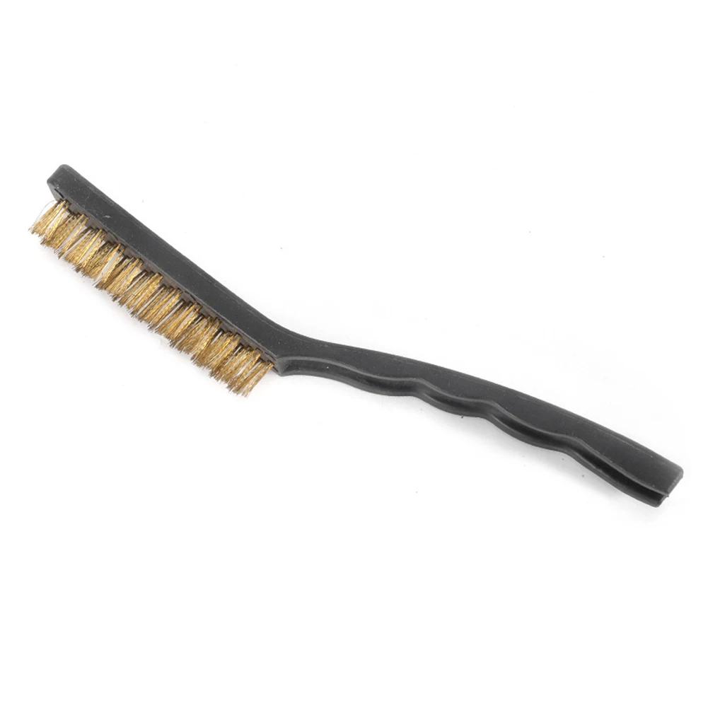 

2PCS Brass Nylon Wire Brush For Cleaning Polishing Removal Flaking Metal Rust Paint Dirt Light Metal Battery Cleaning Hand Tool