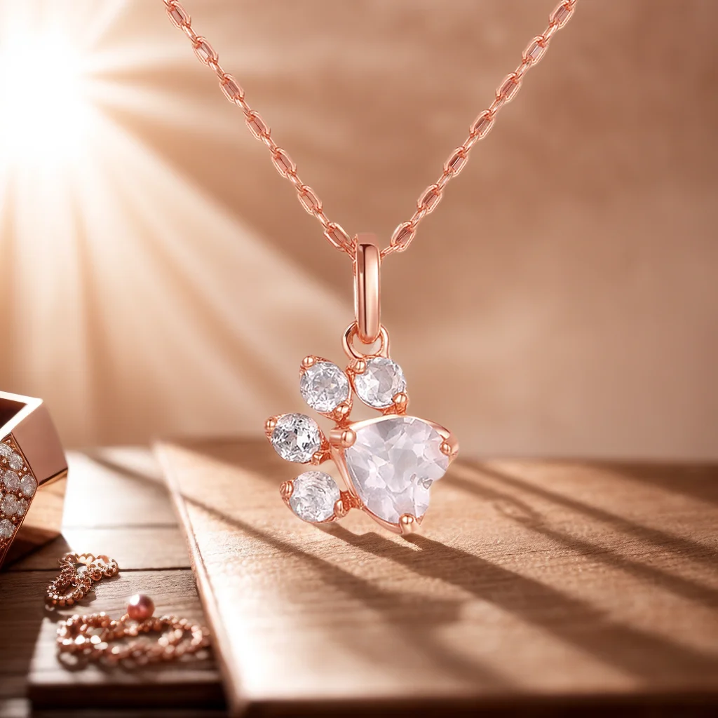 Женское Ожерелье-цепочка из серебра 925 пробы с натуральным розовым кварцем