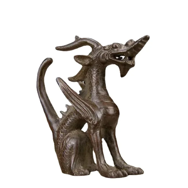 Китайские бронзовые животные Kylin Chi-lin Beast Pi Xiu Статуя Ремесла