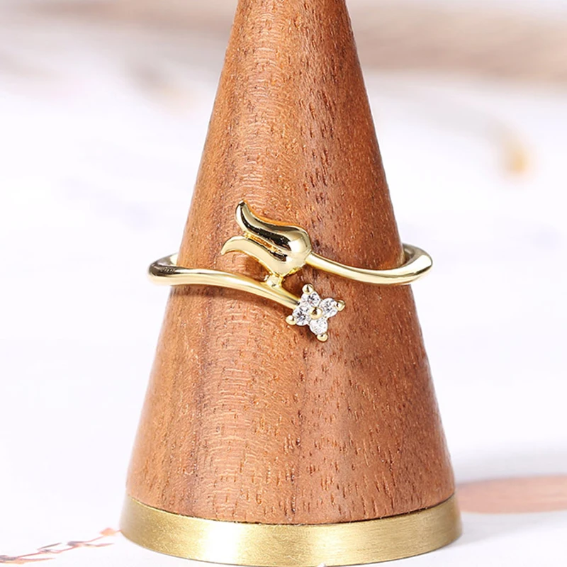 

Gold Color Tulip Flower Ring for Women Korean Adjustable Crystal Cute Rings Teen Girls Jewelry Aesthetic Dropshipping